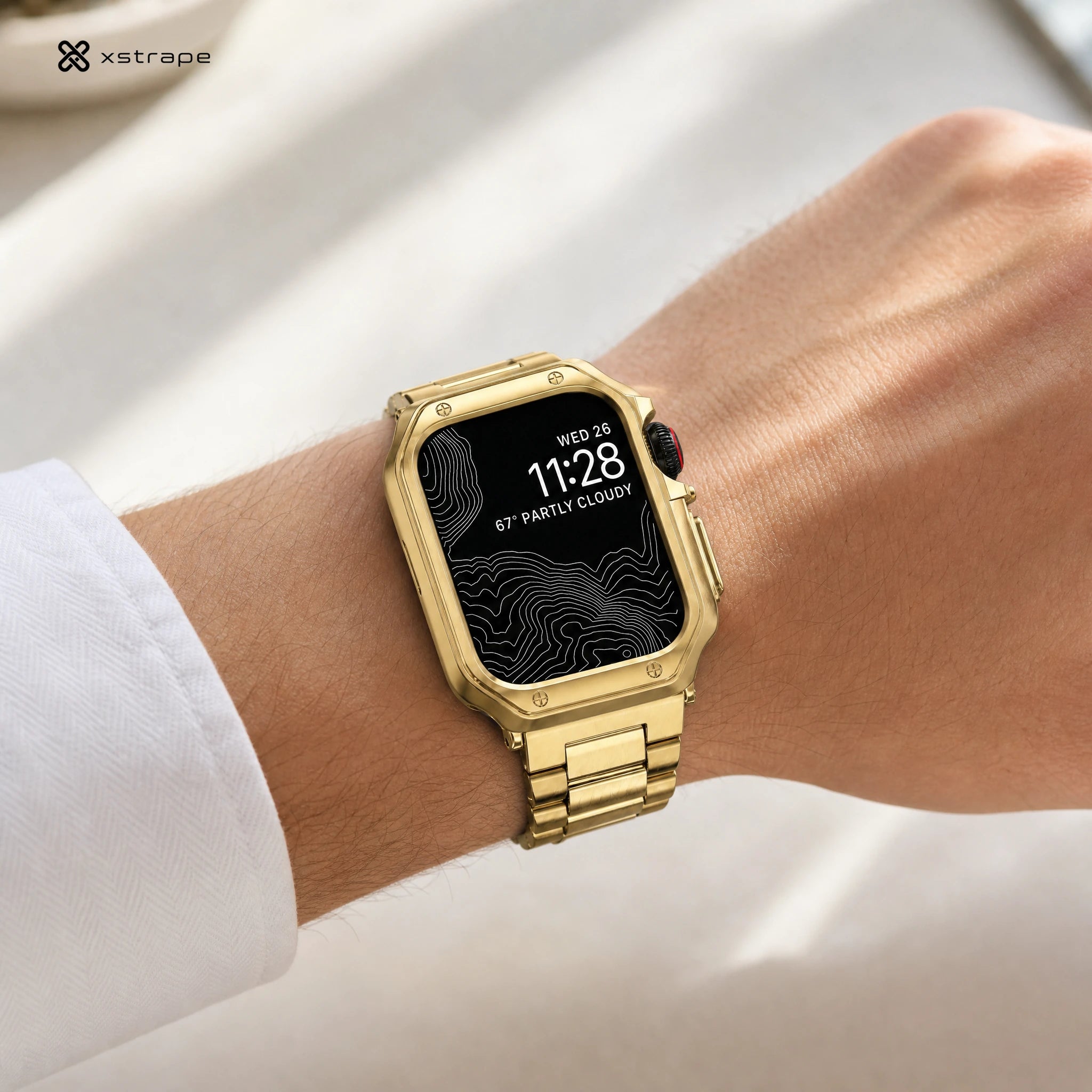 xstrape Gold Stainless Steel Apple Watch Ultra Case Band - Luxury Metal Bracelet Strap