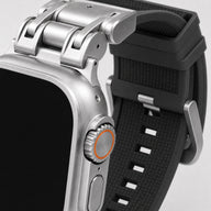 xstrape Rugged Metal Apple Watch Ultra Band with Black Silicone Strap