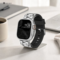 xstrape Rugged Metal Apple Watch Ultra Band with Black Silicone Strap