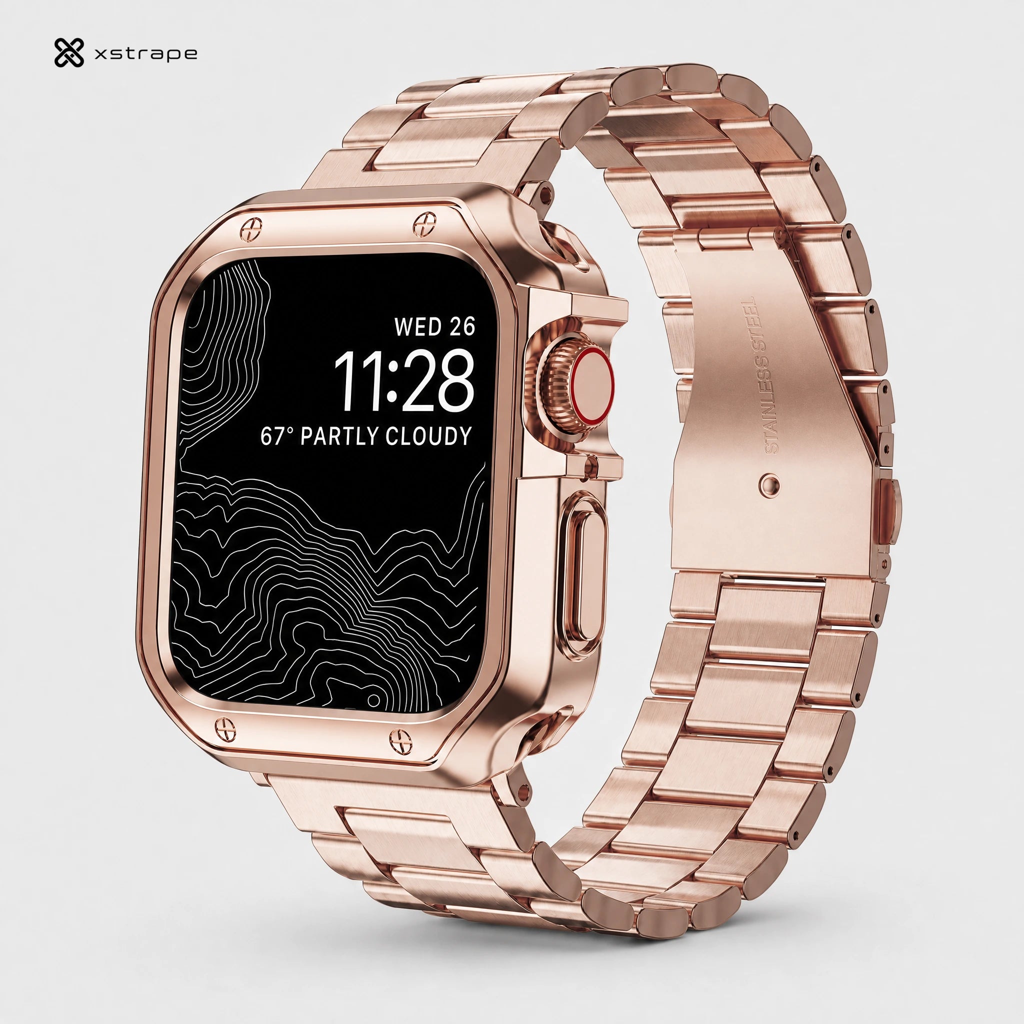 Xstrape Rose Gold Smartwatch with Stylish Stainless Steel Band