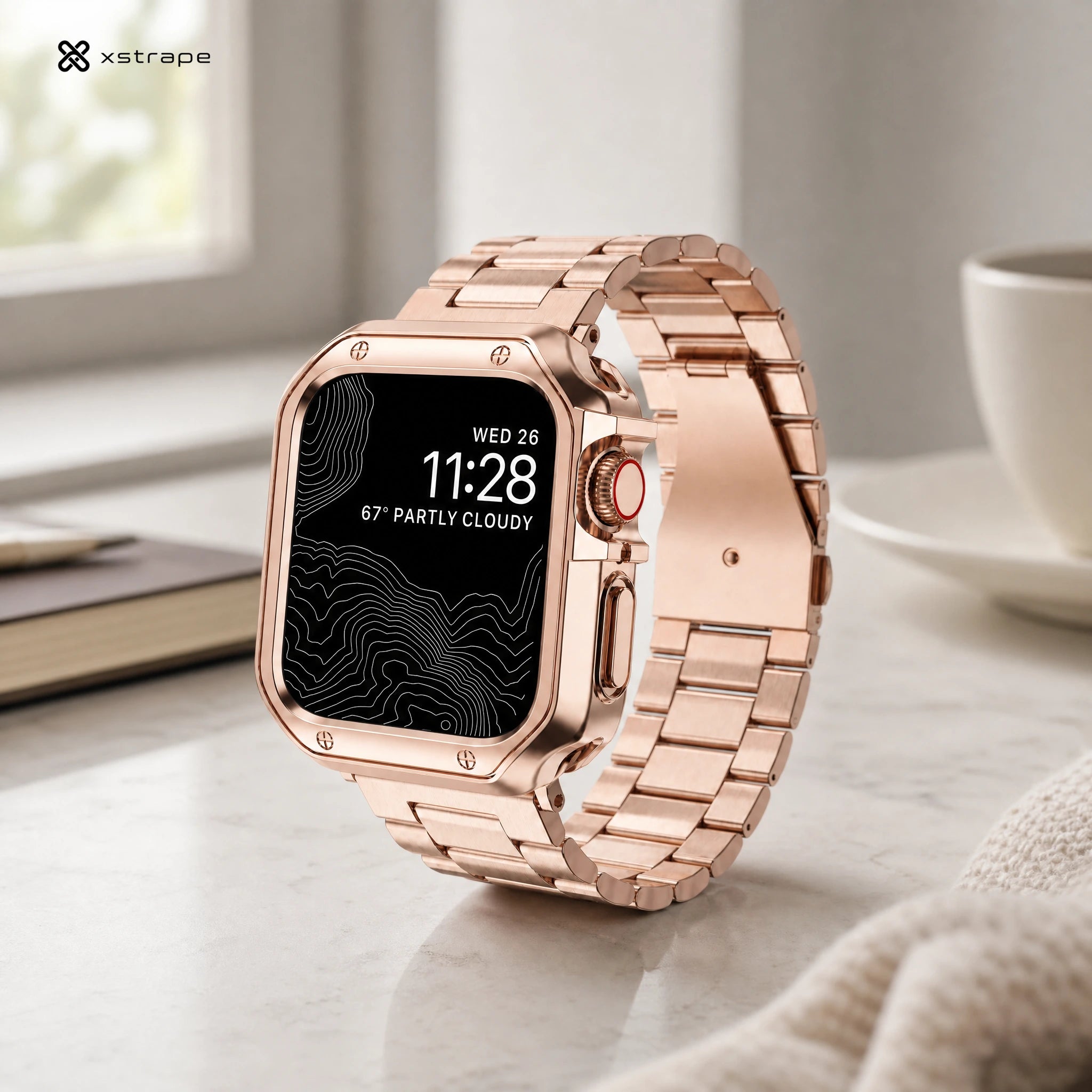 Xstrape Rose Gold Smartwatch with Stylish Stainless Steel Band