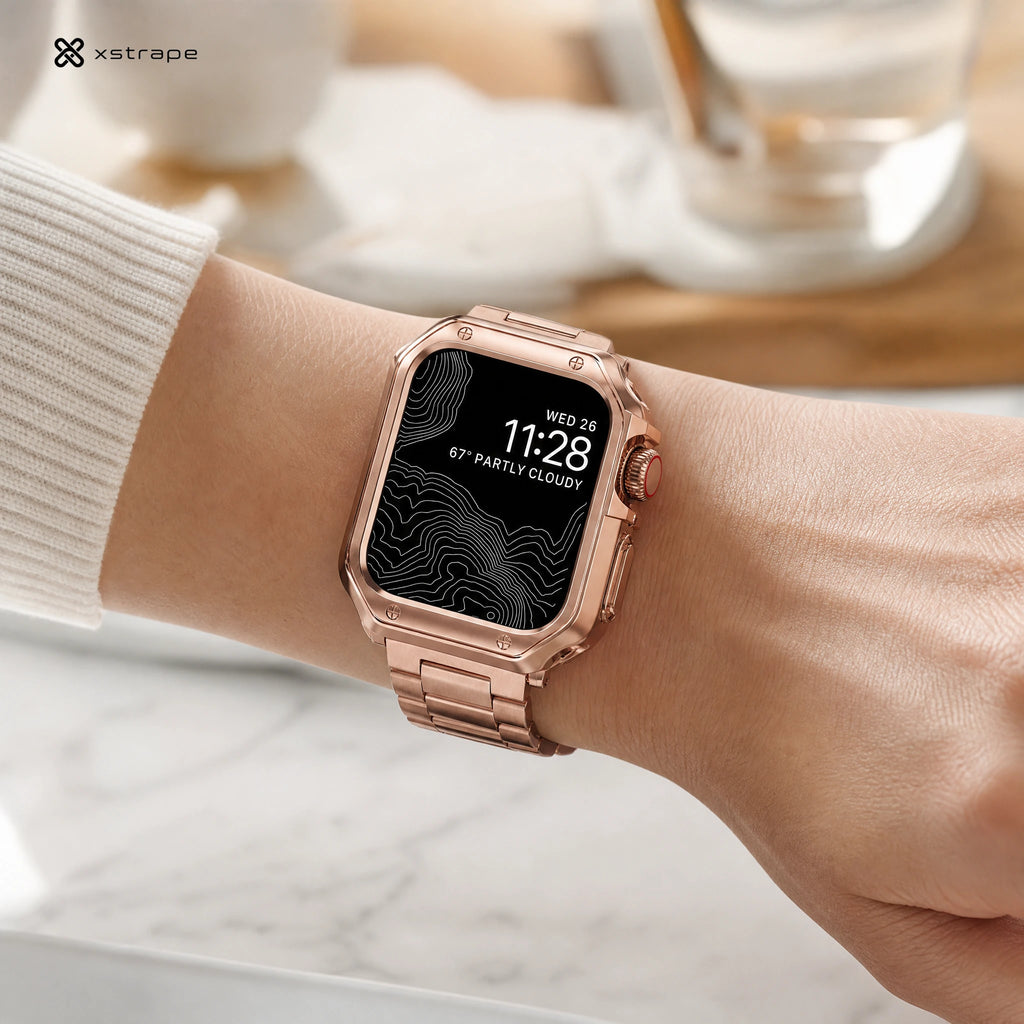 Xstrape Rose Gold Smartwatch with Stylish Stainless Steel Band