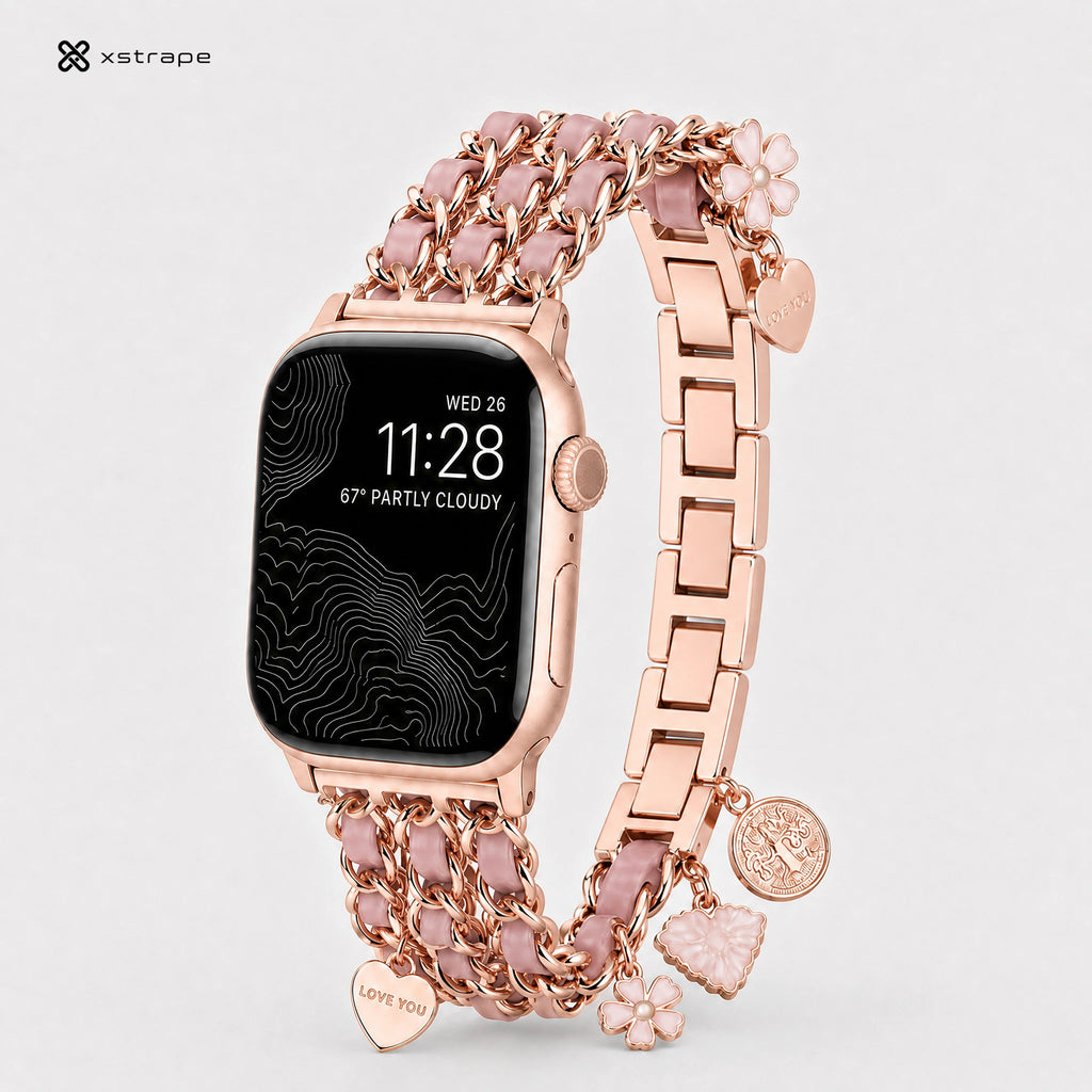 xstrape Rose Gold Pink Charm Bracelet Apple Watch Band for Women