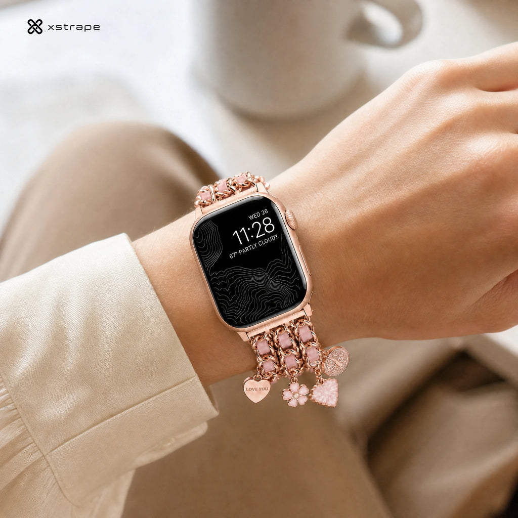xstrape Rose Gold Pink Charm Bracelet Apple Watch Band for Women