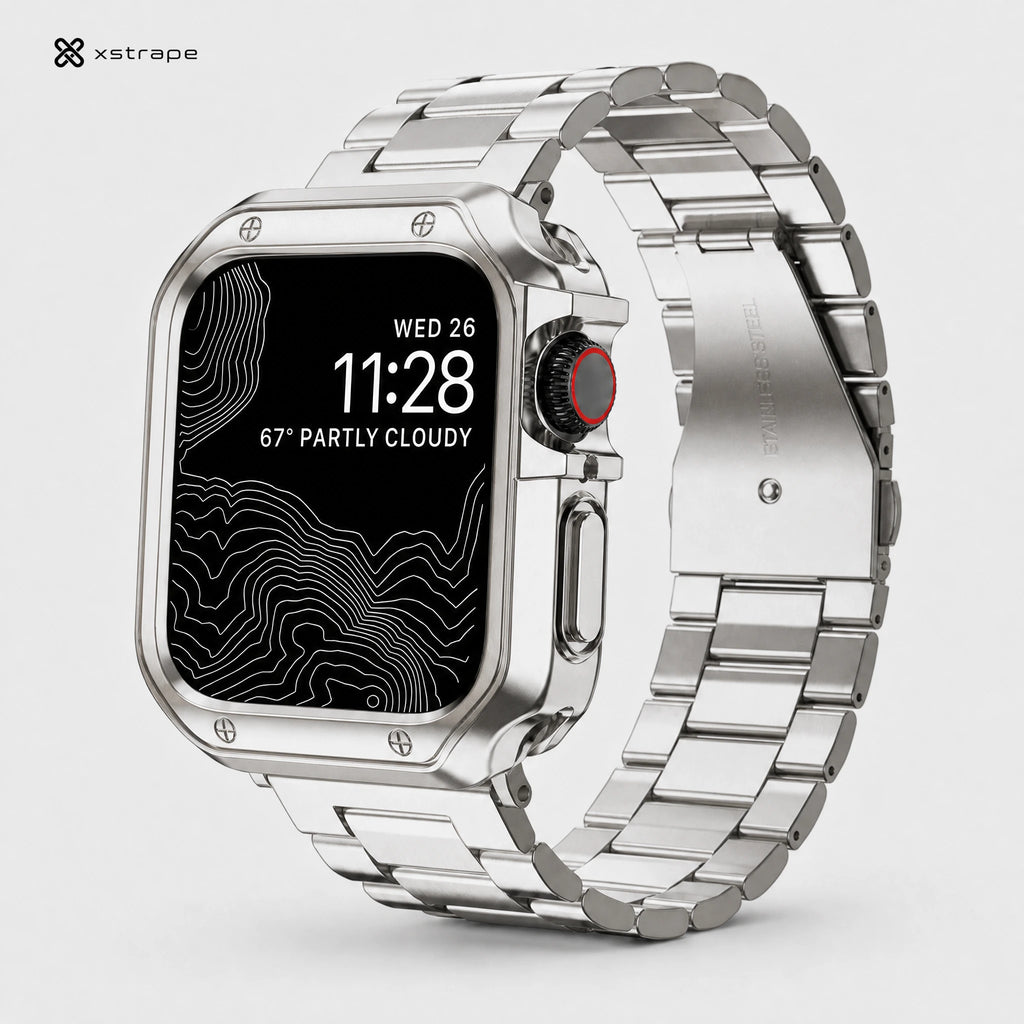 xstrape Stainless Steel Apple Watch Case Band with Rugged Metal Bezel