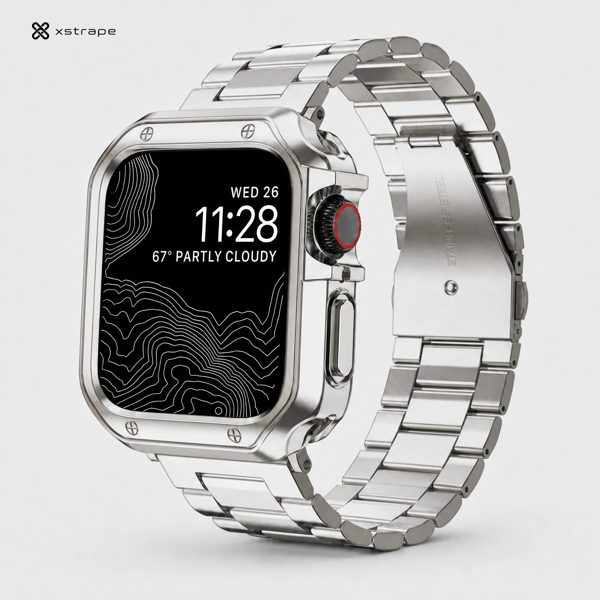 xstrape Stainless Steel Apple Watch Case Band with Rugged Metal Bezel
