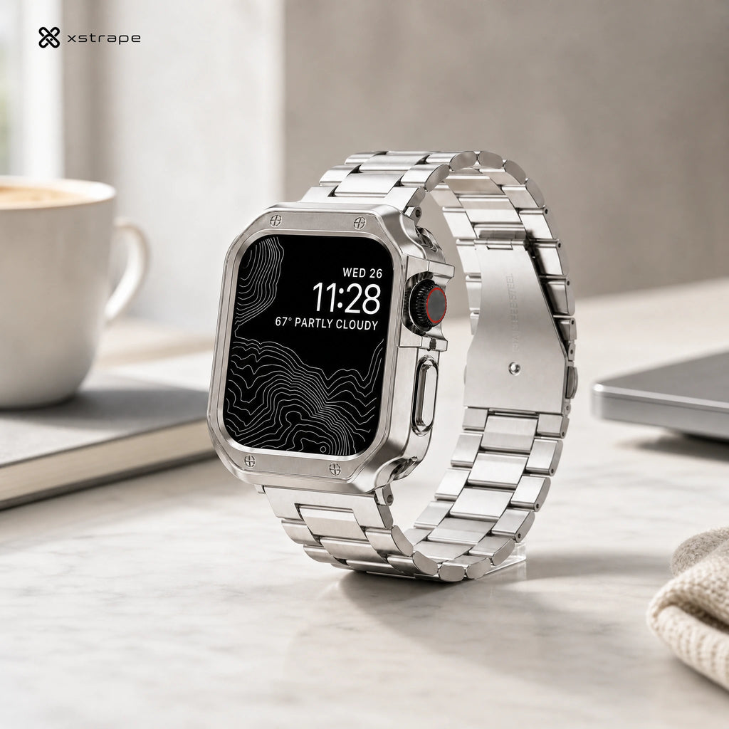 xstrape Stainless Steel Apple Watch Case Band with Rugged Metal Bezel