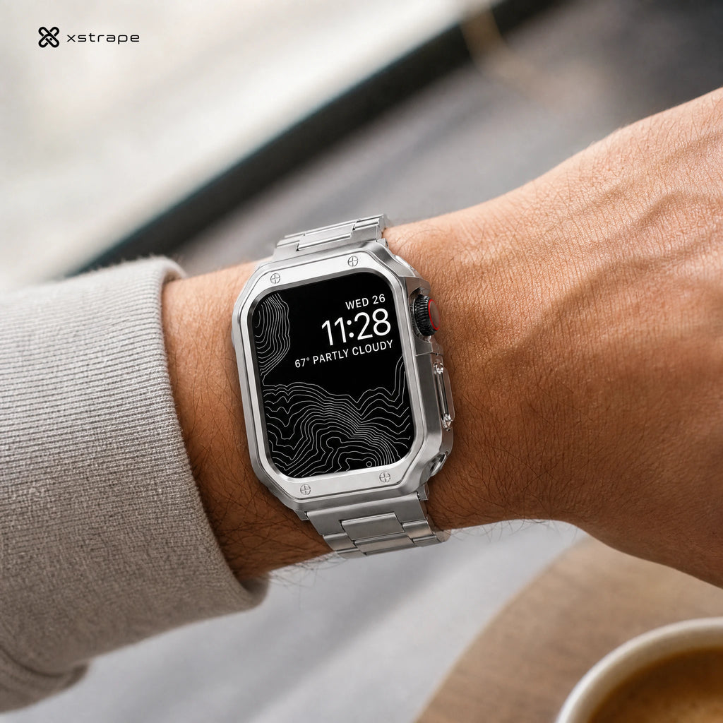 xstrape Stainless Steel Apple Watch Case Band with Rugged Metal Bezel
