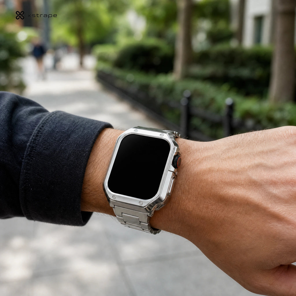 xstrape Stainless Steel Apple Watch Case Band with Rugged Metal Bezel