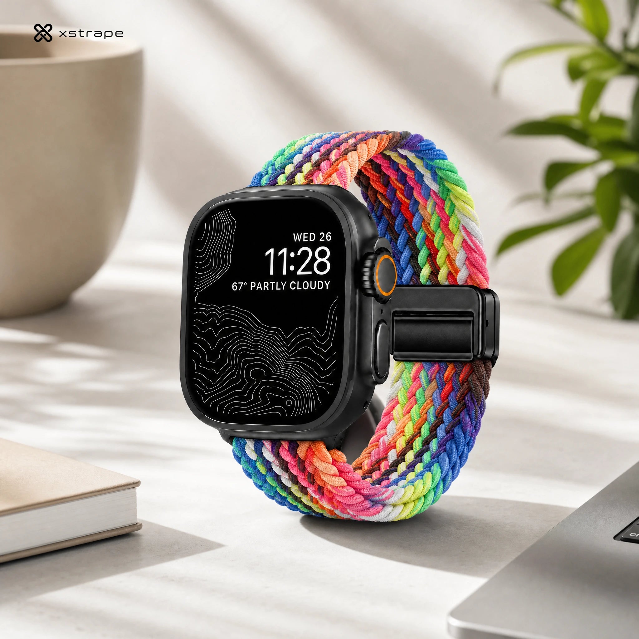 xstrape Rainbow Braided Elastic Apple Watch Band - Stretch Nylon Solo Loop Strap