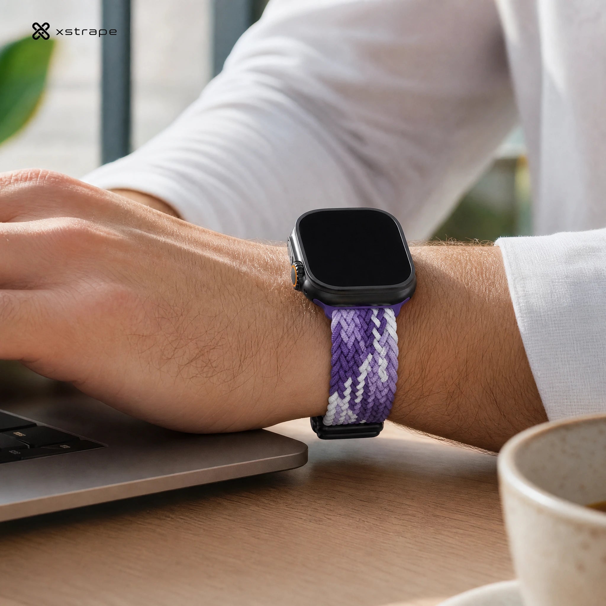 xstrape Purple Braided Solo Loop Apple Watch Band - Stretch Nylon Strap for Apple Watch Ultra, Series 9, 8, 7, SE