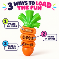 Three ways to fill orange carrot dog chew toy