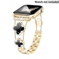 KALERI Black Shell Clover Slim Metal Bracelet for iWatch(Band Only) - Business & Dressy Strap, Compatible with Ultra 2/Ultra/Series 10-1/SE/SE2 (38-49mm) | For Women (Watch Not Included) (main image)