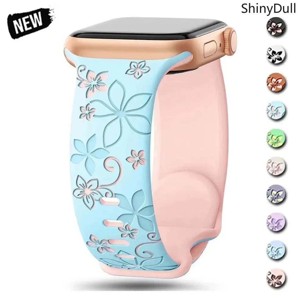 Engraved Silicone Smart Watch Band - Stylish Women’s Multi-Size Sports Wristband, Wearable Accessory (38-49mm, Compatible with Series & Ultra Models) (main image)