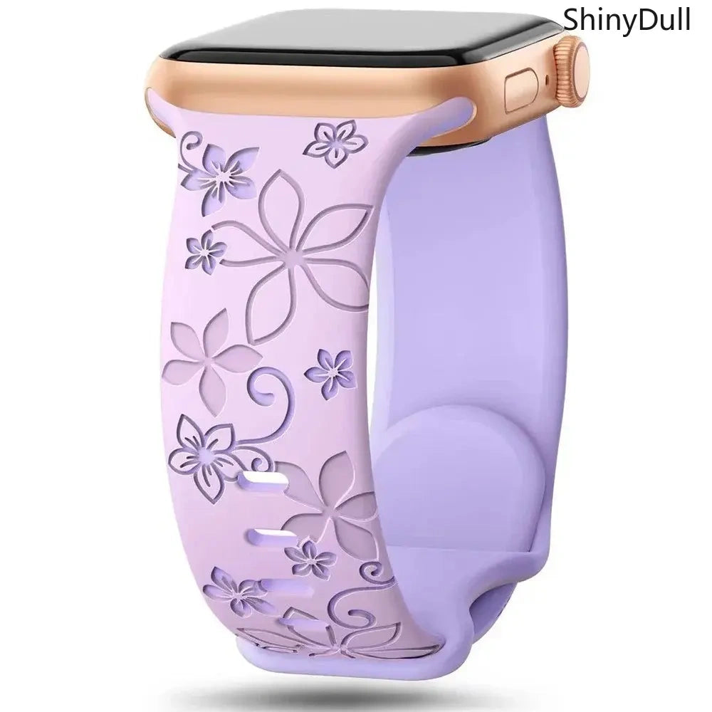 Engraved Silicone Smart Watch Band - Stylish Women’s Multi-Size Sports Wristband, Wearable Accessory (38-49mm, Compatible with Series & Ultra Models) (main image)