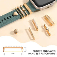 BROULIT Floral Engraved Silicone Band for Apple Watch – Soft Adjustable Strap with Decorative Charms, Stylish Women’s Watch Band Compatible with iWatch Series 11–1 & SE (38mm–42mm),back to school,back to school haul (main image)