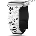Engraved Silicone Smart Watch Band - Stylish Women’s Multi-Size Sports Wristband, Wearable Accessory (38-49mm, Compatible with Series & Ultra Models) - Color white black (variant image)