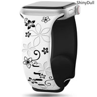 Engraved Silicone Smart Watch Band - Stylish Women’s Multi-Size Sports Wristband, Wearable Accessory (38-49mm, Compatible with Series & Ultra Models) - Color white black (variant image)