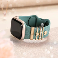 BROULIT Floral Engraved Silicone Band for Apple Watch – Soft Adjustable Strap with Decorative Charms, Stylish Women’s Watch Band Compatible with iWatch Series 11–1 & SE (38mm–42mm),back to school,back to school haul (main image)