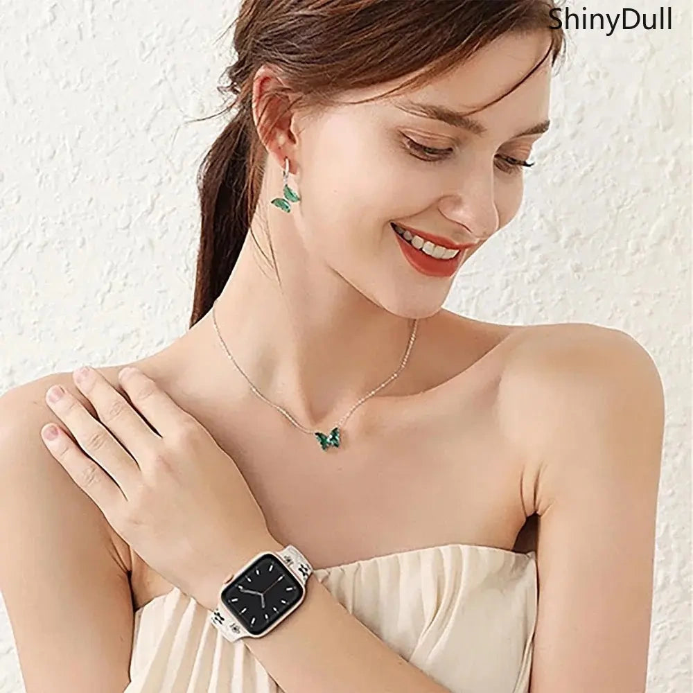 Engraved Silicone Smart Watch Band - Stylish Women’s Multi-Size Sports Wristband, Wearable Accessory (38-49mm, Compatible with Series & Ultra Models) (main image)