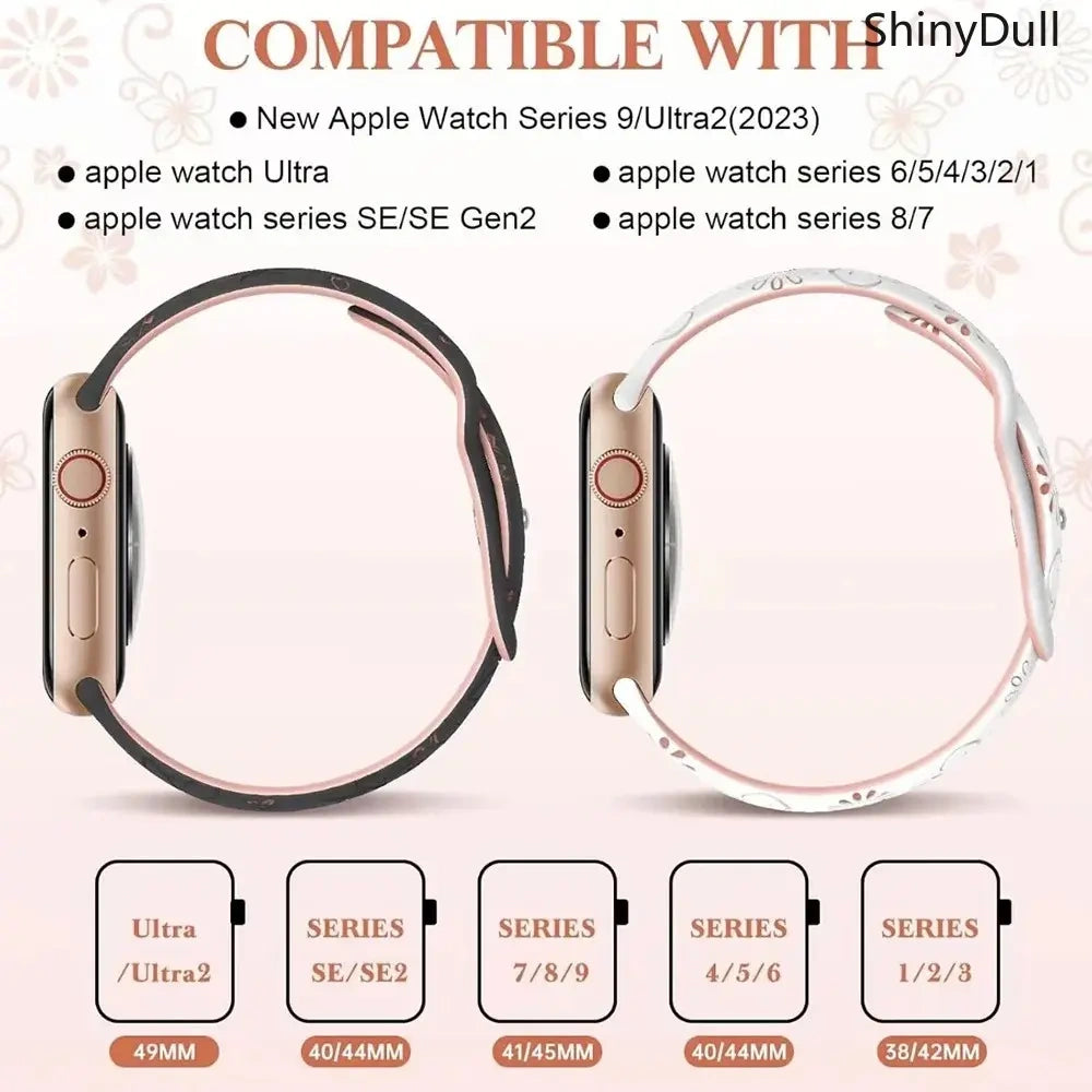 Engraved Silicone Smart Watch Band - Stylish Women’s Multi-Size Sports Wristband, Wearable Accessory (38-49mm, Compatible with Series & Ultra Models) (main image)
