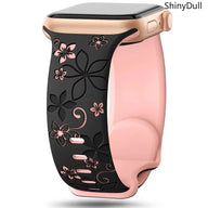 Engraved Silicone Smart Watch Band - Stylish Women’s Multi-Size Sports Wristband, Wearable Accessory (38-49mm, Compatible with Series & Ultra Models) - Color black pink (variant image)