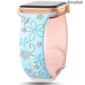 Engraved Silicone Smart Watch Band - Stylish Women’s Multi-Size Sports Wristband, Wearable Accessory (38-49mm, Compatible with Series & Ultra Models) - Color blue pink (variant image)
