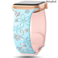 Engraved Silicone Smart Watch Band - Stylish Women’s Multi-Size Sports Wristband, Wearable Accessory (38-49mm, Compatible with Series & Ultra Models) - Color blue pink (variant image)