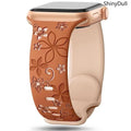 Engraved Silicone Smart Watch Band - Stylish Women’s Multi-Size Sports Wristband, Wearable Accessory (38-49mm, Compatible with Series & Ultra Models) - Color brown (variant image)