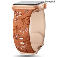 Engraved Silicone Smart Watch Band - Stylish Women’s Multi-Size Sports Wristband, Wearable Accessory (38-49mm, Compatible with Series & Ultra Models) - Color brown (variant image)