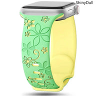 Engraved Silicone Smart Watch Band - Stylish Women’s Multi-Size Sports Wristband, Wearable Accessory (38-49mm, Compatible with Series & Ultra Models) - Color green yellow (variant image)