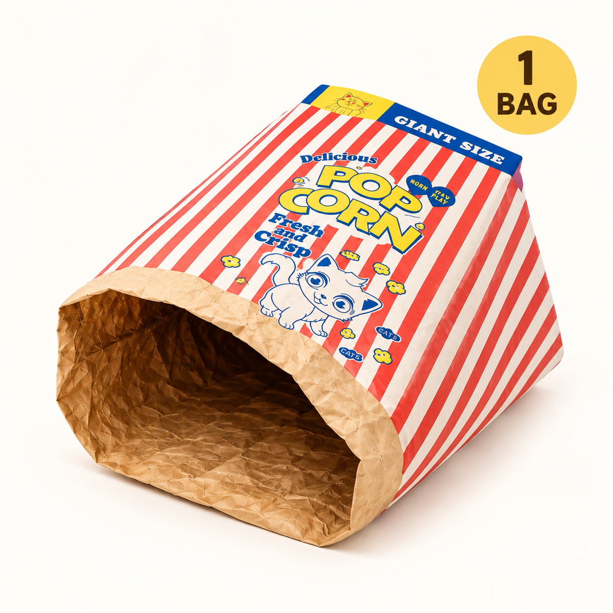 One large kraft paper crinkle cat hideout bag
