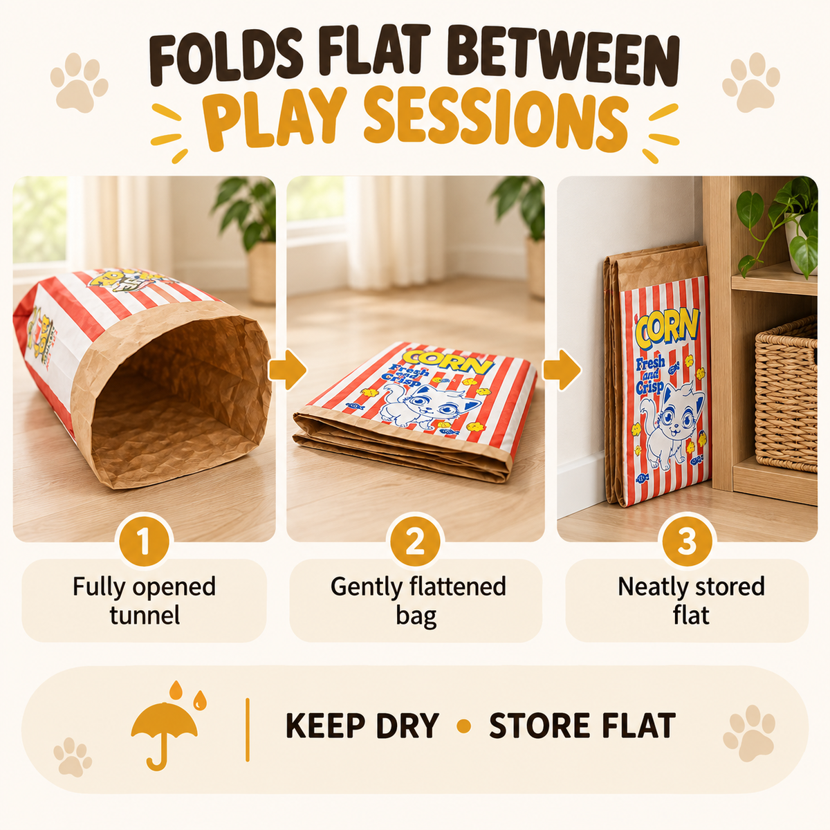 Fold-flat cat hideout storage steps