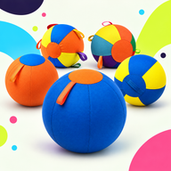 Five inflatable dog herding ball colorways in xstrapetm brand colors