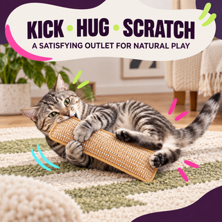 Cat hugging and kicking natural sisal toy