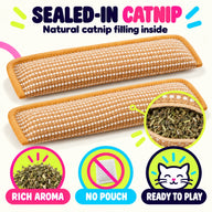 Sealed-in natural catnip filling inside sisal cat kicker toys
