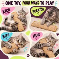 Cat kicking scratching biting and hugging sisal toy